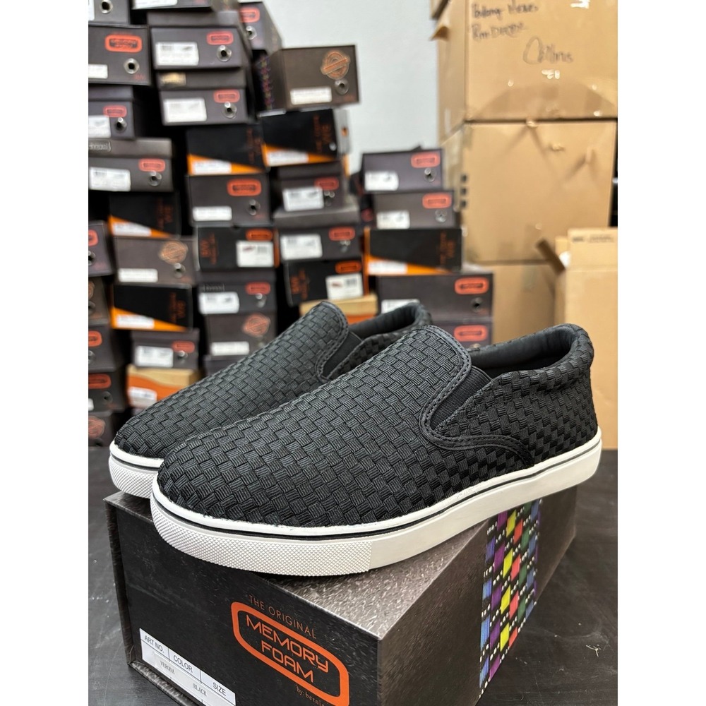 Bernie Mev Verona Black Woven Elastic Slip On Sneakers Size 38 US 7.5-8